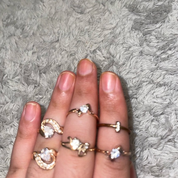 Rhinestone ring set 6 piece ring jewelry - Picture 4 of 14